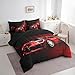 Feelyou Sports Car 7 Piece Bedding Set Red Race Car Comforter Set with Sheets for Kids Boys Girls Extreme Sports Theme Bed in a Bag Cool Speed Luxury Car Decor Bed Set with 1 Pillowcase Twin