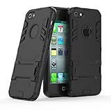 Cocomii Iron Man Armor iPhone SE/5S/5C/5 Case, Slim Thin Matte Vertical & Horizontal Kickstand Reinforced Drop Protection Fashion Bumper Cover Compatible with Apple iPhone SE/5S/5C/5 (Jet Black)