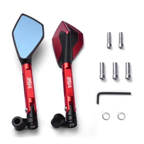 Espejos de Aluminio CNC Premium con Cristal Azul de Alta Definición para Manillar de Aprilia RSV4