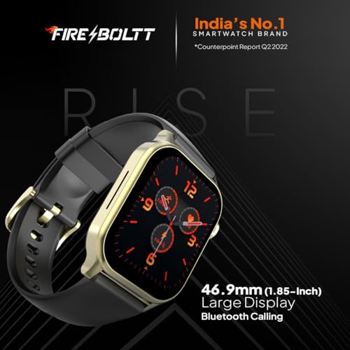 Image of Fire‑Boltt Rise Smart Watch 1.85″ HD Display with Bluetooth Calling, AI Voice Assistant, Rotating Crown,SpO2 & Heart Rate Monitor, 120+ Sports Modes,IP67 Waterproof Smart Watch for Men & Women - Black