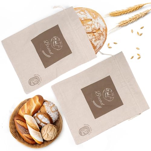 Linen Bread Bags for Homemade Bread (2 Pack, XL) – Easy to Clean Large Reusable Cloth Bags for Sourdough, Sandwich & Loaf Storage, BPA-Free Linen Bag with String Closure For Fresh Breads Storage by HELENA JADE AND CO - Image 7