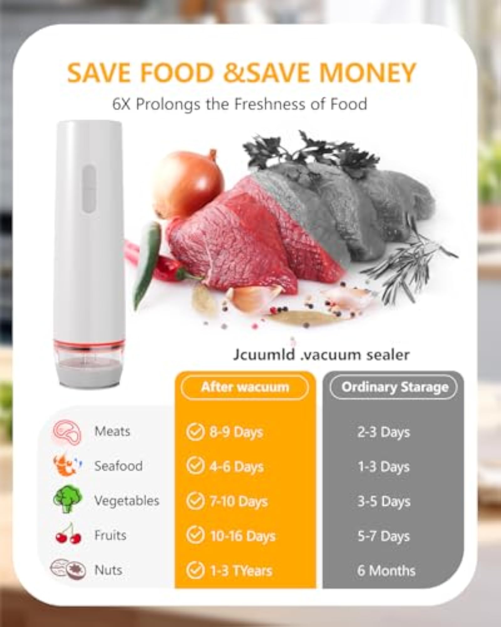 Cordless Portable Handheld Vacuum Sealer with 30 Reusable Bags