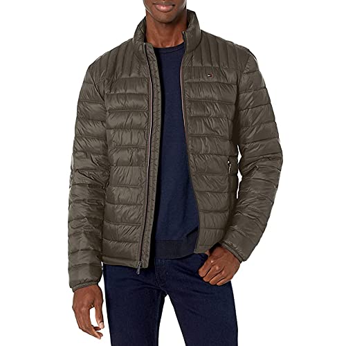 Image of Tommy Hilfiger Mens Embroidered Logo Puffer Jacket