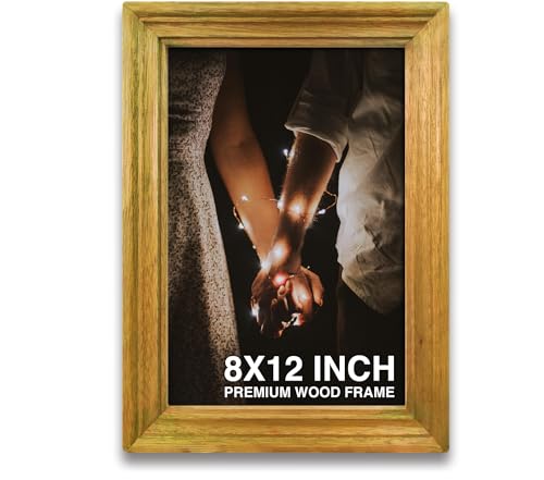Image of Photo Frame 8x12 inch | Wooden Photo Frame | Small picture Frame | Yellow Wooden Frame for Wall | Bright & Stylish Home Decor (8x12 inch, Yellow)