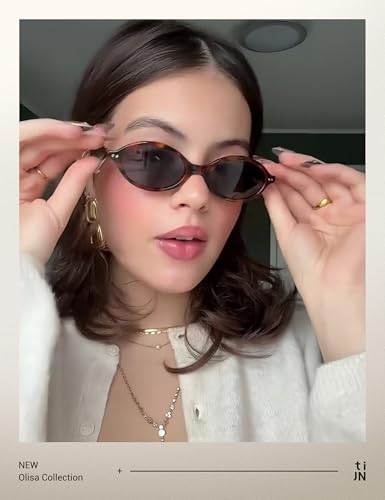 TIJN Olisa Retro Oval Sunglasses for Women Men,Polarized UV Protection Shades,Stylish Frame Sun Glasses,2025 Trendy Sunnies