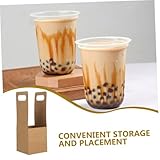 Ipetboom 10pcs Kraft Paperboard Single Drink Carrier with Handle Portable Foldable Cup Holder for Hot and Cold Beverages Disposable Coffee and Bubble Tea Cup Tray for Travel and Takeout - Image 7