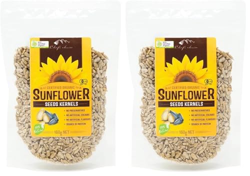 Chef's Choice Organic Sunflower Seeds Kernels 160g (Pack of 2)
