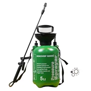 Mischief Green Pressure Sprayer Pump for Gardening & Agriculture (5 Litre) | Useful to Spray Herbicides & Pesticides as Well, Lightweight, Made of Hard Plastic | Plant Water Spray Pump