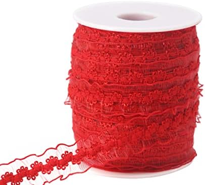 Red Ribbon Ruffle Trim Amazon.com: JESEP YONG 25 Yards Red Elastic Ruffle Ribbon for Sewing 3/ ...