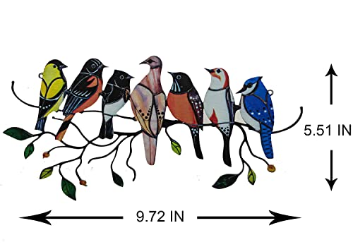 Binglala Multicolor Birds On-A-Wire, Metal Bird Series Art Ornaments Pendant Hanging For Windows Or Doors Home Decoration, Gifts For Bird Lovers（7 Birds） #TOP3