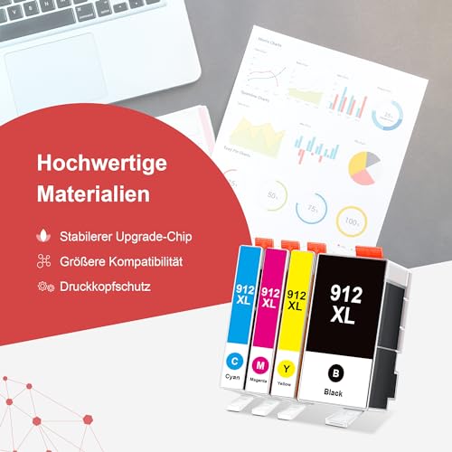 CanPick 912 912XL Druckerpatronen Kompatibel für HP 912 912XL Multipack für HP OfficeJet 8012 8014 8015 8017 HP OfficeJet Pro 8022 8023 8024 8025(‎‎‎‎‎‎‎Schwarz Cyan Magenta Gelb, 4er-Pack)
