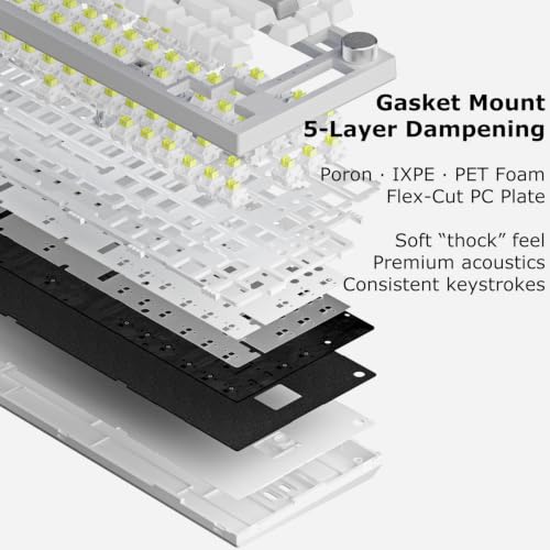 Image of AJAZZ AK820 Wired 75% Mechanical Keyboard, HP-Style Tactile, Hot-Swappable | 81key PBT keycaps, White Backlit 20 modes, Metal Volume Knob, USB-C, Gasket Mount, 5-layer Foam, Dual Drivers Options, PC /Mac