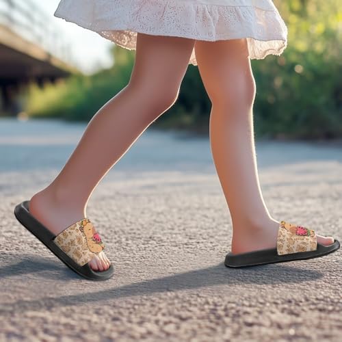 Image of Unisex Slides for Girls Boys Comfortable Slippers Slides Non-slip Shower Shoes House Fashion Thick for Indoor & Outdoor Gifts