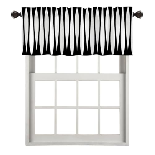 BaoNews Black Modern Curve Stripes Kitchen Valances for Windows,Black White