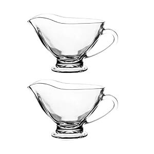 Glass Gravy Boats Sauce Jugs 210ml Set Of 2 Gravy Dessert Sauces Cream Custard Serving Jug Condiment Creamer Jug Bowl (Set of 2 x 210ml (Medium))