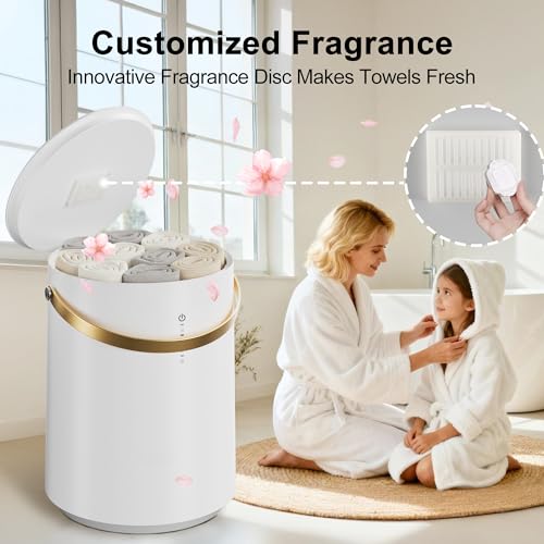 Uthfy Luxury Towel Warmer Bucket for Bathroom & Spa - Fits 2 Large 40"x70" Bath Towels, Robes, Blankets, PJ's, Built-in Fragrance Holder, Smart Timer, Fast Heating, Ideal Warm Gift for Home & Holidays by Uthfy - Used condition - Image 5