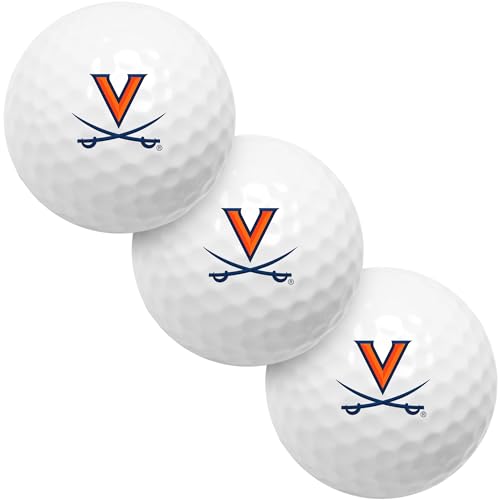 LinksWalker Virginia Cavaliers 3 Golf Ball Gift Pack Regulation Size 2-Piece Golf Balls Team Logo