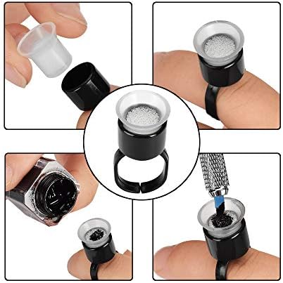 30Pcs Ring Cup with Sponge, JimKing Pigment Ink Cups, Tattoo Microblading Tool Supplies,Glue Ink Holder for Permanent Makeup Tattoo Eyelash Extension