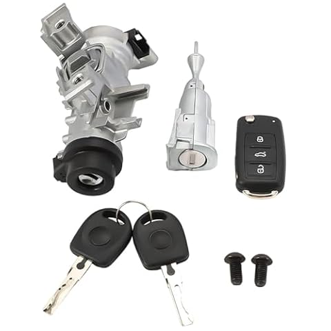 Fraylis Przełącznik zapłonu Zestaw blokady zapłonu z 2 kluczykami+1 pilot zdalnego sterowania do A3 Q3 TT Seat Alte Leon Beetle Golf Jetta Passat Obudowa blokady kierownicy 1K0905851B 1K090