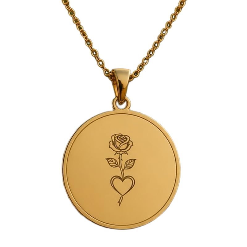 Collier cœur rose gravé en argent et or, le bijou mixte idéal pour sublimer vos tenues du jour
