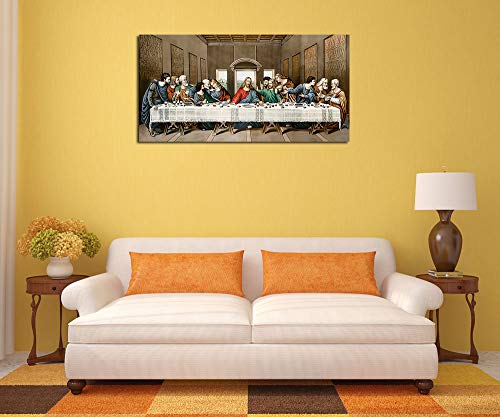 The Last Supper Canvas Wall Art - Leonardo Da Vinci Classic Art Reproductions Famous Painting Print Framed Picture For Kitchen Dinning Room Office Hallway Home Decor Gift-20"X40" #TOP1