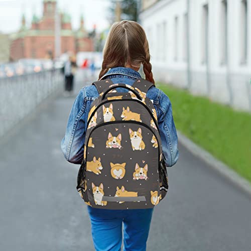 Corgi Cute Dogs School Backpack For Boys Girls Portable Wide Shoulder Strap Backpack Lightweight Travel Bag College Casual Daypack With Reflective Strip #TOP5