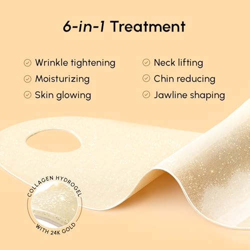 MAREE V Line Lifting Mask with 24K Gold – Deep Collagen Face Mask for Women – Jawline Shaper Mask with Retinol & Hyaluronic Acid – Neck Tightening & Firming – Double Chin Strap for Face Lift