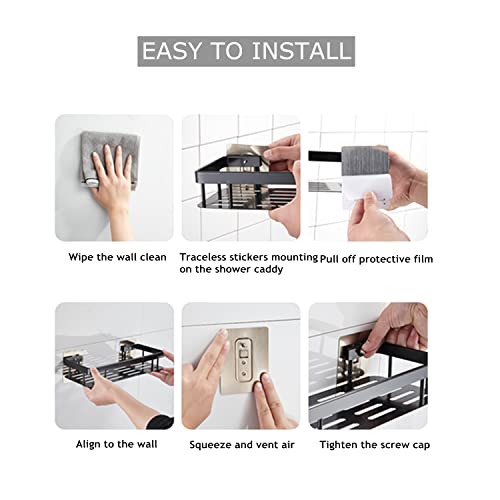 Shower Caddy, 2 Pack Black Space Aluminum Shower Organizer, No Drilling Rustproof Shower Shelves With Hooks And Towels Hanger Storage For Bathroom, Kitchen #TOP3