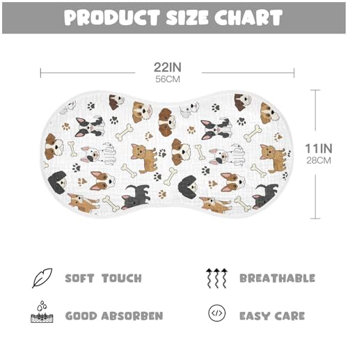 J JOYSAY Dogs Bones Paw White Baby Burp Cloths for Boys Girls Large 22''x11'' Cotton 4 Layer Baby Spit Up for Drool one sizex22