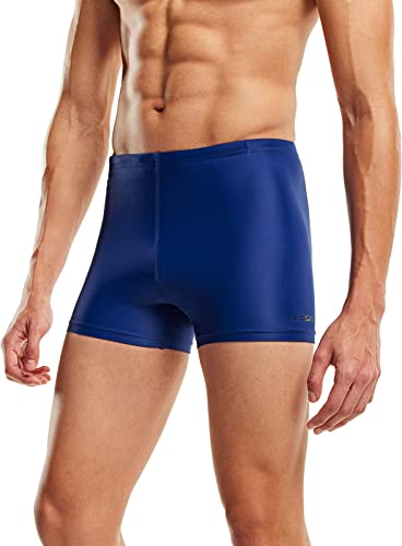 Tsla Men's Square Leg Swimsuit Jammers, Quick Dry Compression Swim Briefs, Upf 50+ Athletic Training Splice Swim Shorts, Color Splice Jammer Navy, 38 #TOP24