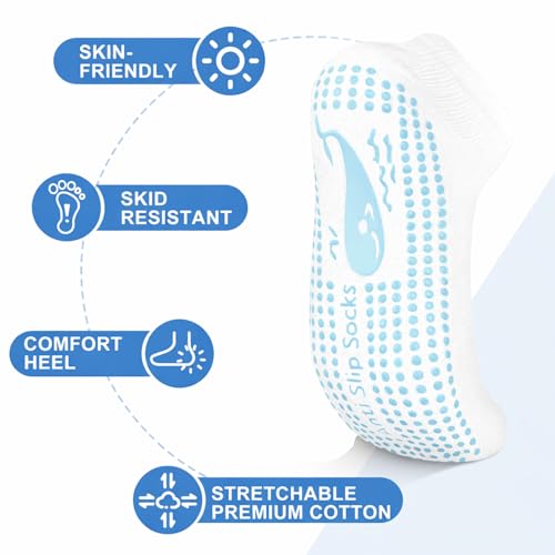 TENQUAN Womens & Mens Non-slip Grip Socks for Yoga, Pilates, Hospital, Anti-skid Slipper Barre Socks for Home Workout Sports (2 Pairs White, Unisex S (UK 3-5 / EU 35-38)) - Image 3