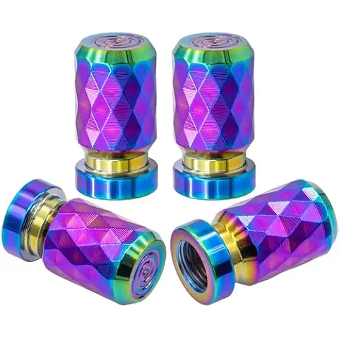MEAJOO 4PCS Car Tire Valve Stem Cap, Aluminum Alloy Leak-Proof Tyre Air Valve Caps, Corrosion Resistant Airtight Dust Proof Covers Universal for Cars, SUVs, Trucks, Motorcycles and Bikes (Colorful) Cover