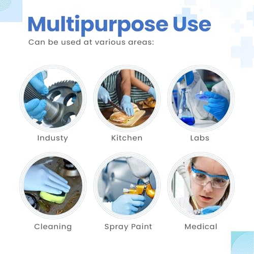 Image of amazon basics NITRILE DISPOSABLE AND POWDER FREE GLOVES - LATEX FREE-ALL PURPOSE /MEDICAL /EVERYDAY USE * (Pack of 100), Blue
