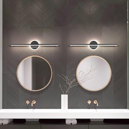 Aplique espejo baño LED negro QYYZTQY con diseño lineal moderno para dormitorio 6