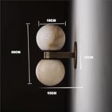 Natural Alabaster Wall Sconces With 2 Balls Marble Sconce Globe Lighting Gold Modern Bathroom Vanity Light Fixtures 3000K Lights For Living Room Stair Wa