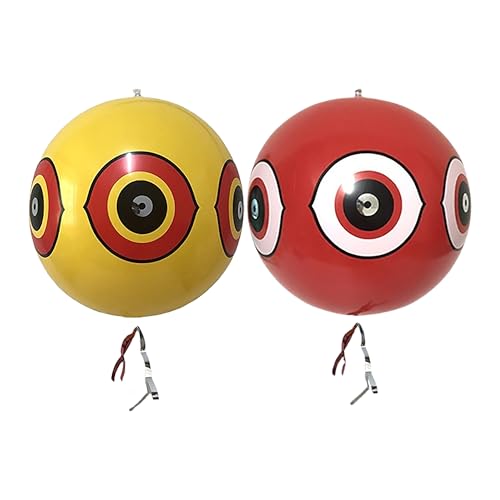 PESTEZE USA Large 15" Yellow & Red, Bird Predator-Eye Balloon Repellents [2 Pack Multi-Color] Deters Unwanted Pest Birds Like Ducks Pigeons, Gulls, Geese & Critters from Pools & Yards Without Harming