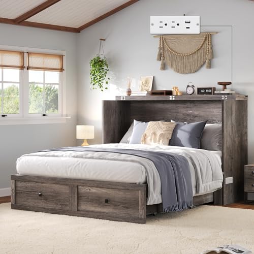 LUXOAK Full Murphy Bed Cabinet