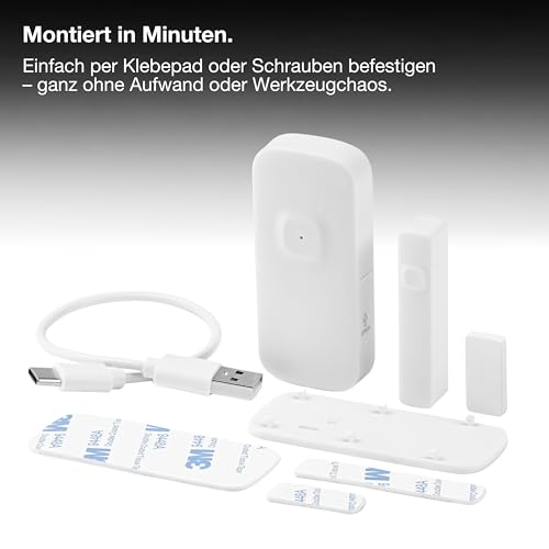 LEDVANCE SMART WIFI intelligenter Kontaktsensor f&uuml;r Smart Home im Innenbereich, ohne Kabel, wei&szlig;, Steuerung via App, integrierter wiederaufladbarer Akku und einfaches Aufladen &uuml;ber USB-C