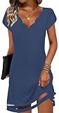 ETCYY NEW Womens Summer Dresses Mesh Hem Petal Short Sleeve Dress Floral Print Daily Sundresses with Pockets