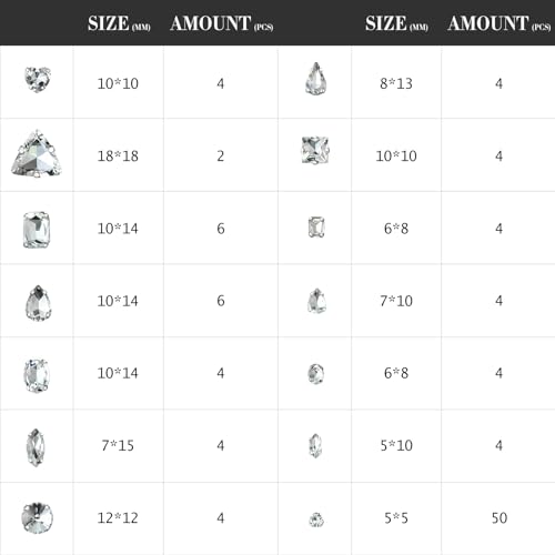 Dowarm White Sew on Rhinestones 104 PCS Mixed Shapes Glass Sew on Crystals for Crafts Metal Flatback Claw Gemstones for Jewelry Making Costumes Clothes Garment, Crystal Clear - Thumbnail 3