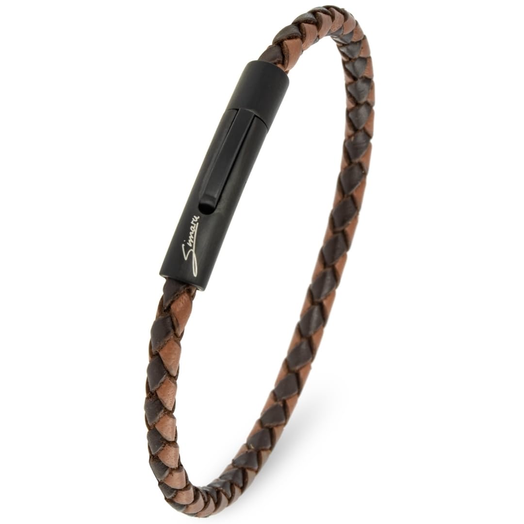 Simaru Lederarmband, 4mm geflochten zum Wickeln für Frauen &