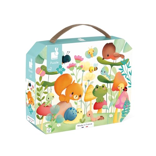 Janod - Puzzle - Meine Gartenfreunde - 20-teiliges Puzzle - Geduld und Fingerfertigkeit - FSC-Zertifiziert - Made in France - Ab 24 Monate, J02575