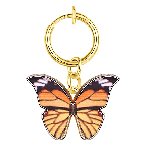 QWALIT Clip on Belly Button Rings Fake Belly Rings Non Piercing Fake Belly Button Ring Fake Navel Ring Dangle Butterfly Fake Belly Jewelry Clip on Belly Hoop