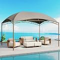 SUNSHINE VALLEY 10'x13' Outdoor Gazebo,Waterproof Arc Canopy Tent with Permanent Galvanized Iron Pipe Frame,UV Protected Patio Gazebo, for Lawn,Backyard and Deck,Grey