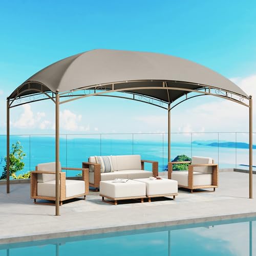 SUNSHINE VALLEY 10'x13' Outdoor Gazebo,Waterproof Arc Canopy Tent with Permanent