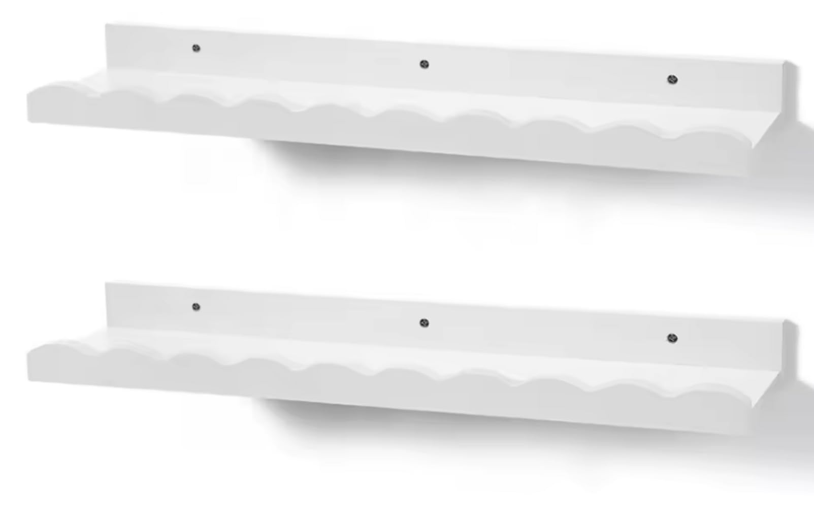 Set of 2 - White Floating Shelves, Picture Ledge Shelf for Wall Decor and Storage - Perfect for Books, Photo Frames, Kitchen Spice Rack, Natural Wood, FT052024