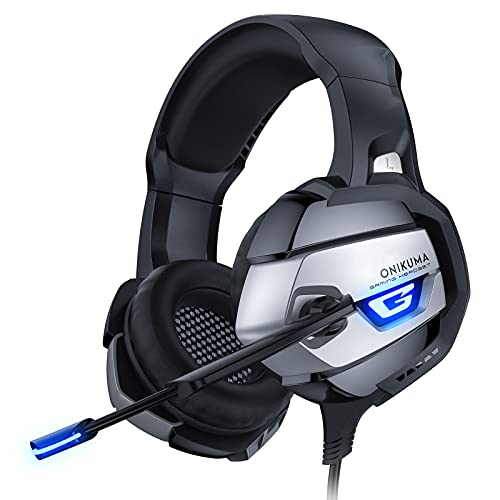 ONIKUMA PS4 Headset, Gaming Headset mit Mic PC Headset Gaming Kopfhörer für PC Xbox One Headset Nicht Enthalten Adapter Nintendo Switch