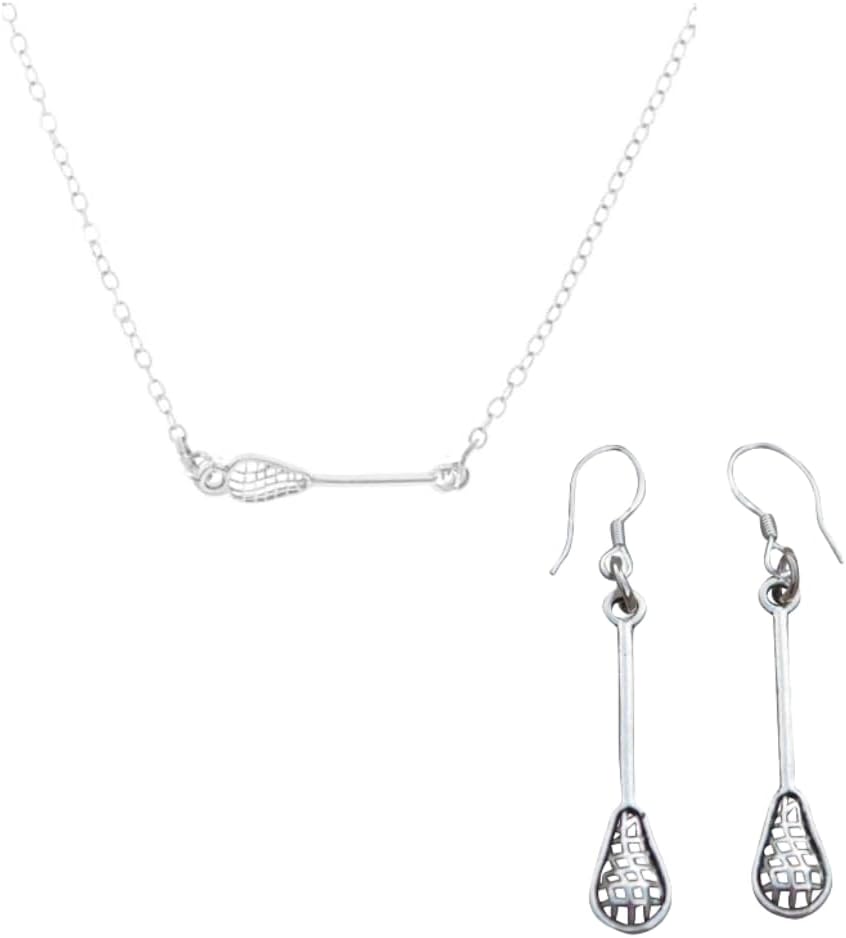 Sportybella Lacrosse Gift Bundle, Lacrosse Necklace and Lacrosse Earrings Gift Set. Lacrosse Accessories for Girls.