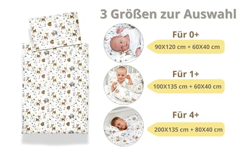 Kinder Bettdecke ohne Bezug 100x135 cm - Baumwolle Baby Decke und Kissen Set Kinderdecke 100 x 135 und Kopfkissen 60 x 40 - Bettdecken Kinderbettdecke Oeko-Tex Hirsch