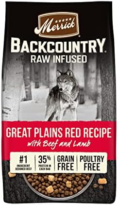 Merrick Backcountry Raw Infused Grain Free Dog Food, Great Plains Red Recipe, Freeze Dried Dog Food - 20.0 LB Bag